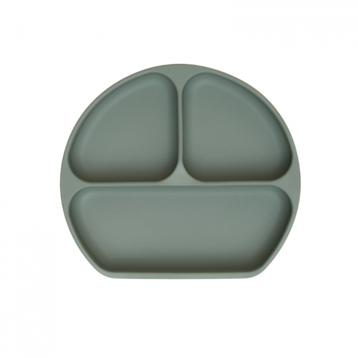 Farfurie diversificare divizata din silicon alimentar cu ventuza, anti-alunecare, Melvelo - Sage [2]