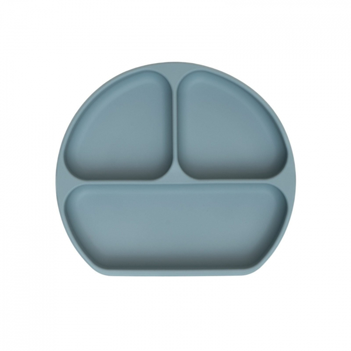 Farfurie diversificare divizata din silicon alimentar cu ventuza, anti-alunecare, Melvelo - Teal Blue [2]