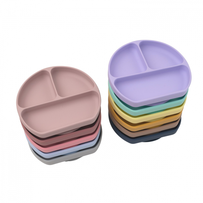 Farfurie diversificare divizata din silicon cu ventuza anti-alunecare - Baby Blue [4]