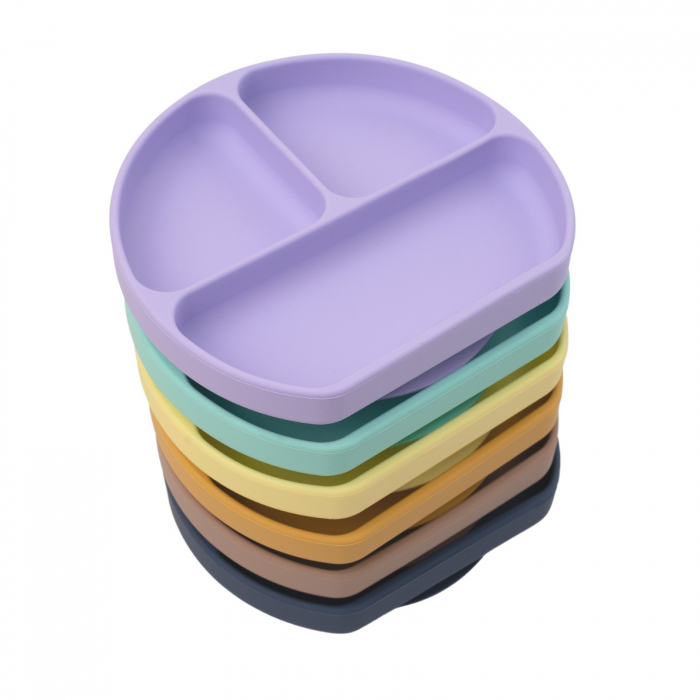 Farfurie diversificare divizata din silicon cu ventuza anti-alunecare - Mustard [5]