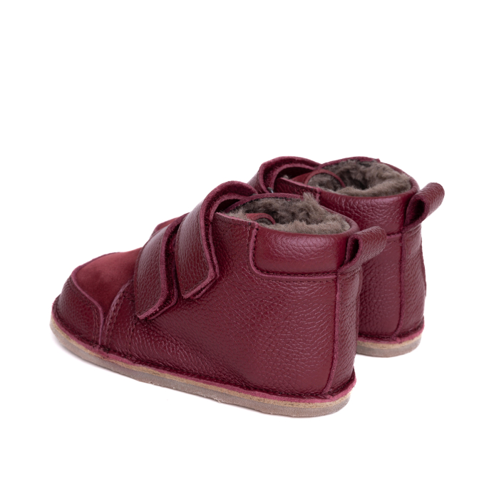 ​​​​​​​Ghetute Barefoot Copii din Piele Naturala Imblanite – Primii Pasi, Talpa Flexibila Cauciuc, Iarna | Melvelo - Ruby [3]