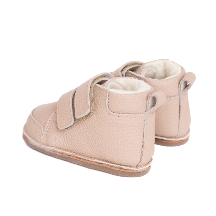 ​​​​​​​Ghetute Barefoot Copii din Piele Naturala Imblanite – Primii Pasi, Talpa Flexibila Cauciuc, Iarna|Melvelo - Blush [3]