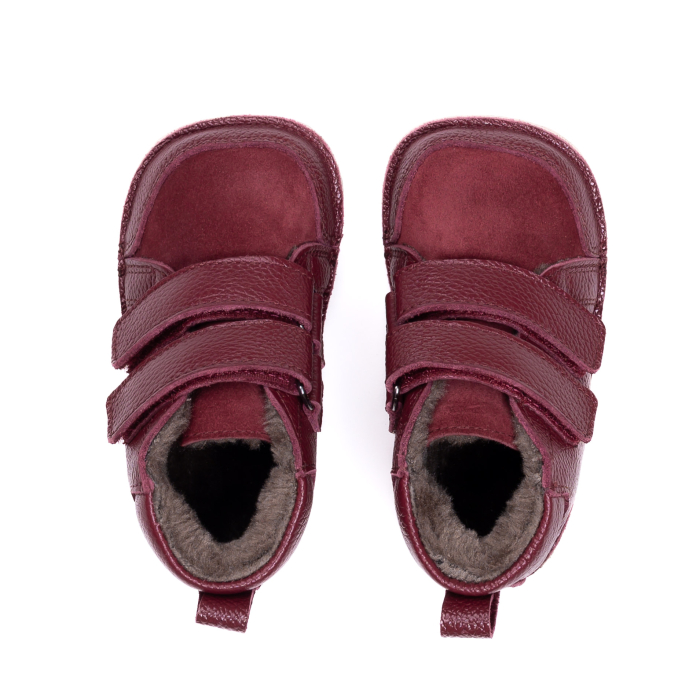 ​​​​​​​Ghetute Barefoot Copii din Piele Naturala Imblanite – Primii Pasi, Talpa Flexibila Cauciuc, Iarna | Melvelo - Ruby [2]