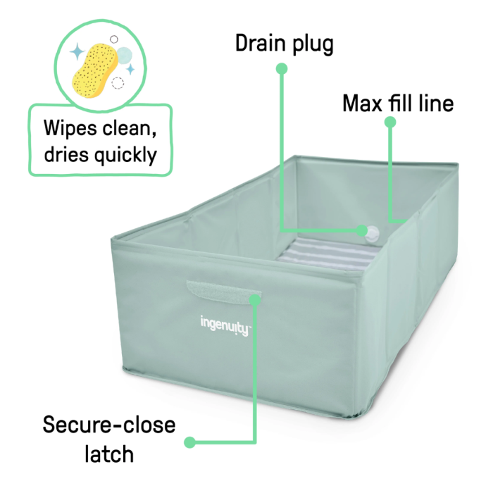 Ingenuity - Cadita pliabila pentru calatorii Tuckaway Travel Tub Sage [2]