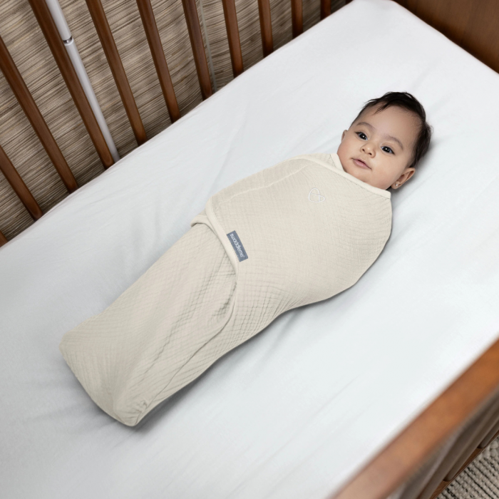 Ingenuity - Sistem de infasare Swaddle Me 0-3 luni, muselina, colectia Original, Cream [2]