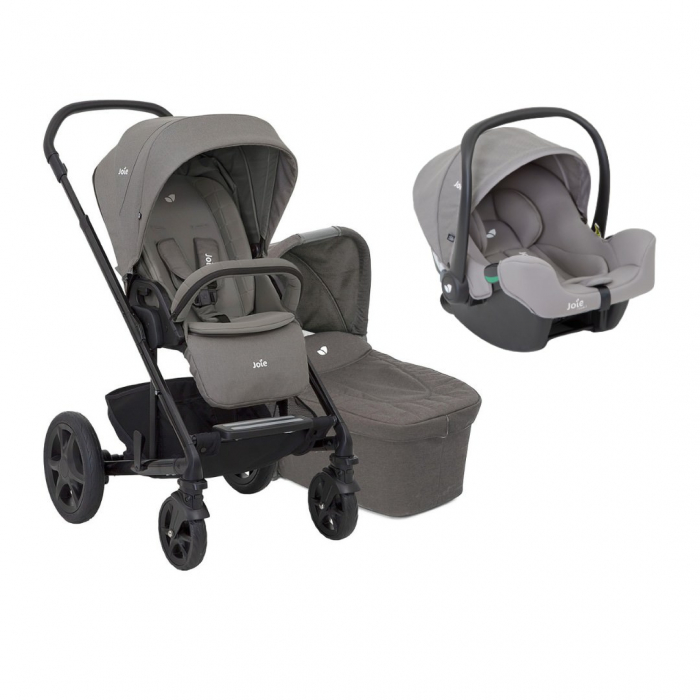 Joie - Carucior pentru copii multifunctional 3 in 1 Chrome Foggy Gray  (Carucior Chrome Foggy Gray + Landou Chrome Foggy Gray + scoica i-Snug Gray Flannel) [1]