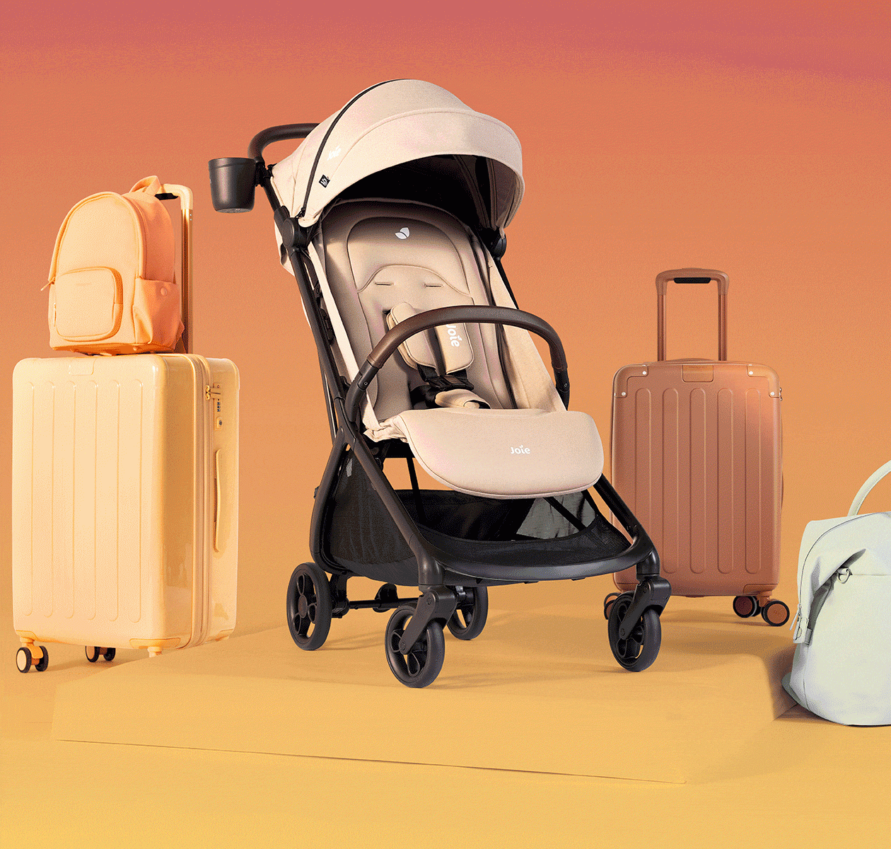 Joie - Carucior ultracompact Porto Cashew, compatibil bagaj de cabina, pliere automata, de la nastere pana la 22 kg [15]
