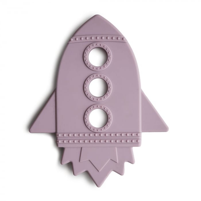 Jucarie Dentitie Mushie – Rocket Soft Lilac Dentitie imagine 2022 protejamcopilaria.ro