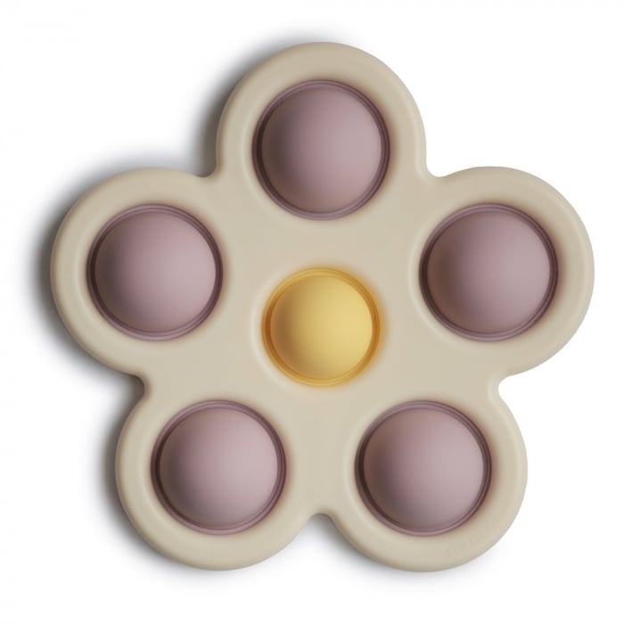 Jucarie Mushie antistres din silicon Pop It, Floare - Soft Lilac/Pale Daffodil/Ivory [1]