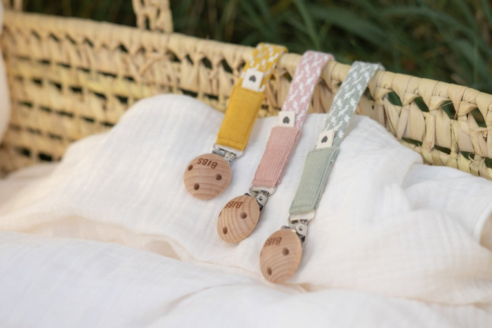 Lantisor clip pentru suzeta, textil, BIBS - Blush / Ivory [2]