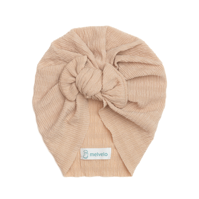 Pachet 3 turbane bebelusi cu funda, bumbac, Melvelo, Dusk - Peach, Caramel, Cream [5]