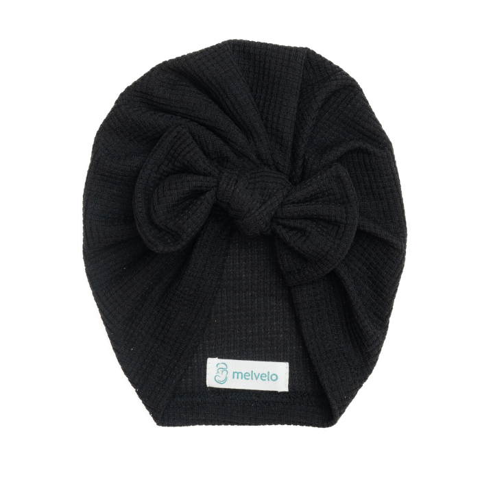 Pachet 3 turbane bebelusi, cu funda, bumbac, Melvelo, Waffle - Black, Brown, White [3]