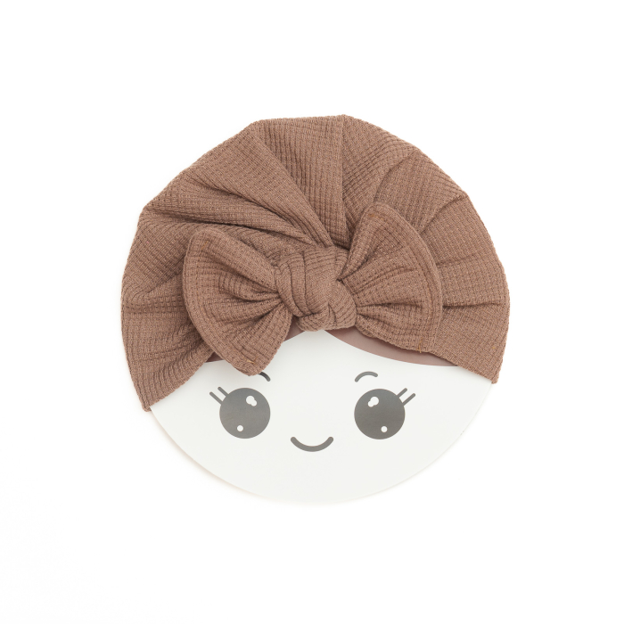 Pachet 3 turbane bebelusi, cu funda, bumbac, Melvelo, Waffle - Black, Brown, White [4]