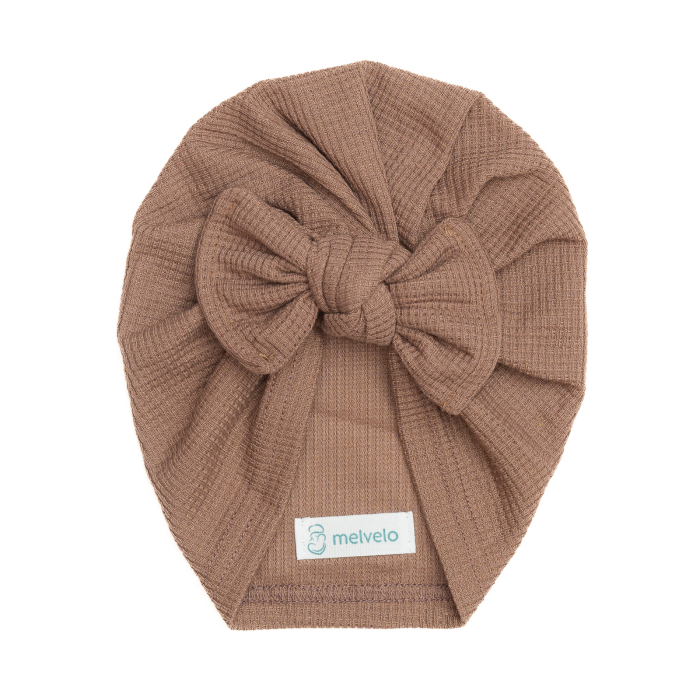 Pachet 3 turbane bebelusi, cu funda, bumbac, Melvelo, Waffle - Black, Brown, White [5]