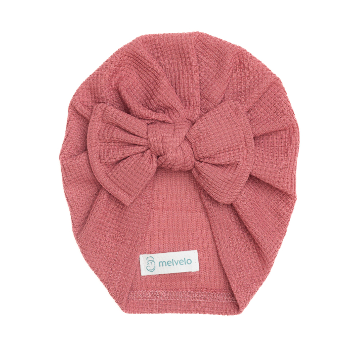 Pachet 3 turbane bebelusi, cu funda, bumbac, Melvelo, Waffle - White, Pink Cream, Coral [7]
