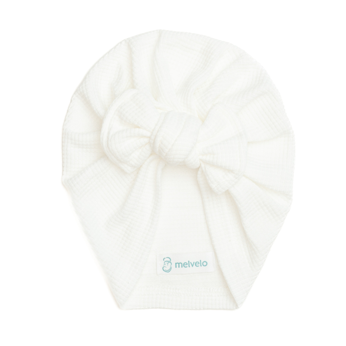 Pachet 3 turbane bebelusi, cu funda, bumbac, Melvelo, Waffle - White, Pink Cream, Coral [3]