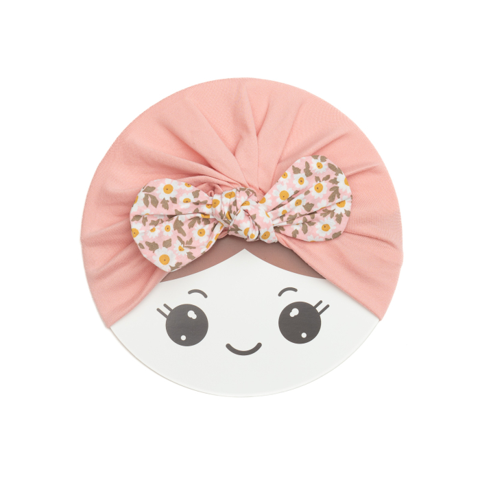 Pachet 3 turbane bebelusi cu funda, poliester, Melvelo, Flower - Blossom, Coral, Peach [4]