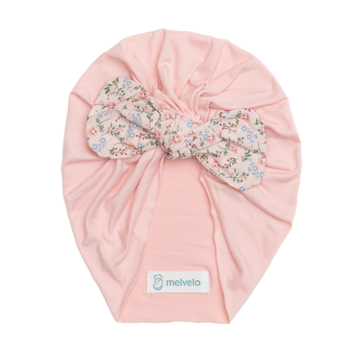Pachet 3 turbane bebelusi cu funda, poliester, Melvelo, Flower - Blossom, Coral, Peach [3]
