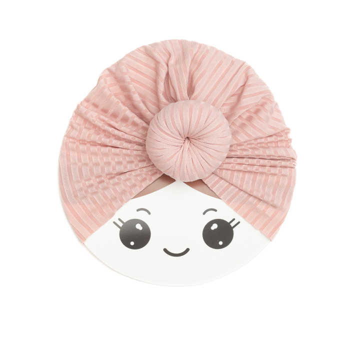 Pachet 3 turbane bebelusi Donut, poliester, Melvelo Stripe - Lavender, Peach, Baby Pink [4]