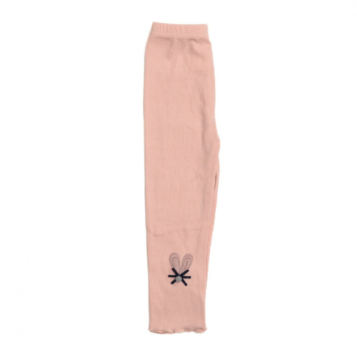Pantalonasi bebe cu dantela jos, bumbac, model iepuras, Melvelo - Peach [2]