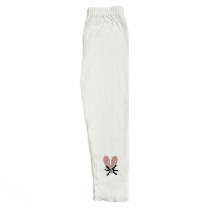 Pantalonasi bebe cu dantela jos, bumbac, model iepuras, Melvelo - White [2]