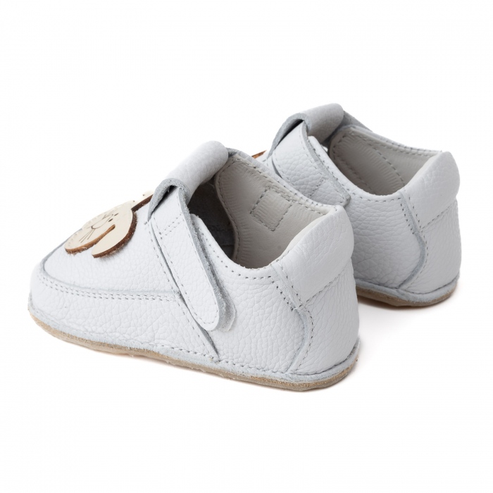 Papucei Barefoot Copii, primi pasi, piele naturala, talpa flexibila de cauciuc, Melvelo - White / Bunny [5]