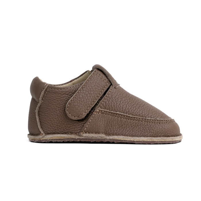 Papucei Barefoot Copii, primii pasi, piele naturala, talpa flexibila de cauciuc, Melvelo - Dark Oak [4]