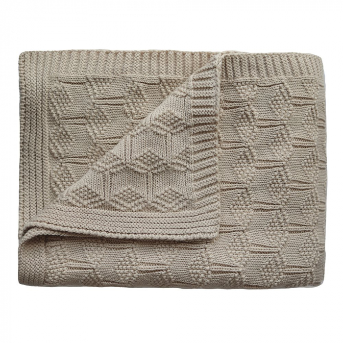 Pătură tricotată 80 x 100 cm din 100% bumbac organic, Mushie, Honeycomb - Bej [1]