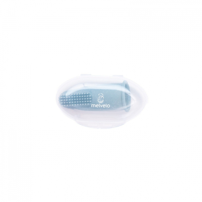Periuta de dinti si gingii, tip degetar din silicon, in cutie, Melvelo - Dark Blue [3]