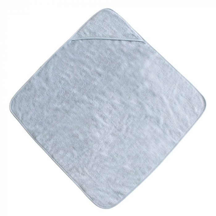 Prosop de baie cu gluga pentru bebelusi Mushie 77x77cm 100% Bumbac Organic - Baby Blue [2]