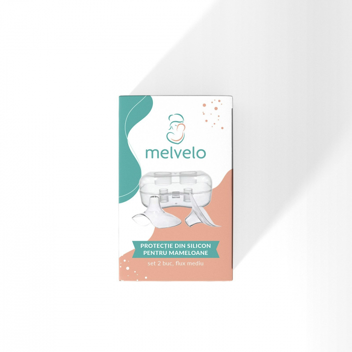 Protectie din silicon pentru mameloane, set 2 buc, flux mediu - Melvelo [2]