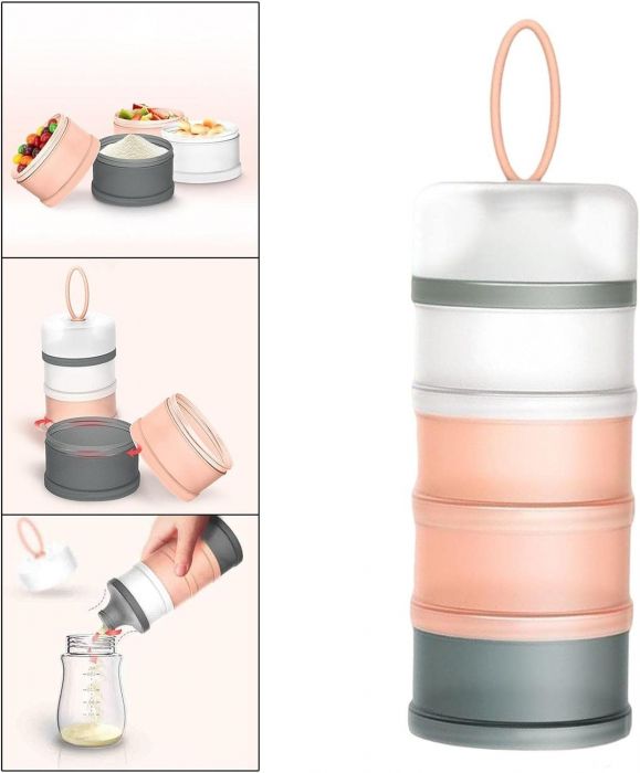 Recipient pentru lapte praf sau degustari cu patru compartimente - Pink [4]