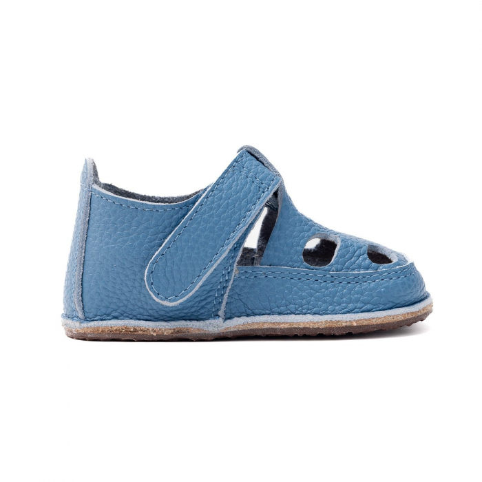 Sandale Barefoot Copii, primi pasi, piele naturala, talpa flexibila de cauciuc, Melvelo - Baby Blue [2]