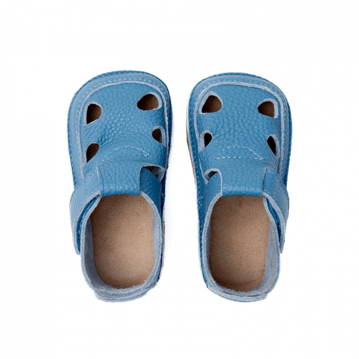 Sandale Barefoot Copii, primi pasi, piele naturala, talpa flexibila de cauciuc, Melvelo - Baby Blue [5]