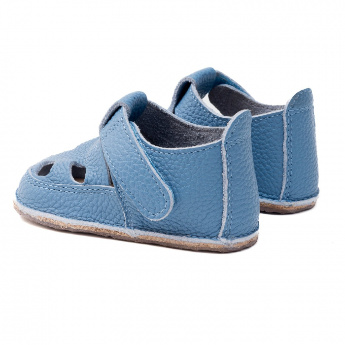 Sandale Barefoot Copii, primi pasi, piele naturala, talpa flexibila de cauciuc, Melvelo - Baby Blue [3]