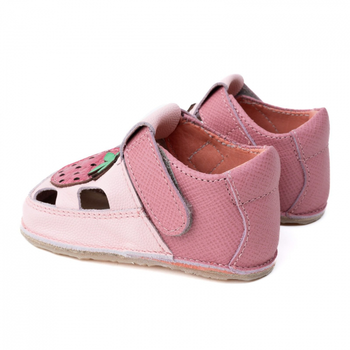 Sandale Barefoot Copii, primi pasi, piele naturala, talpa flexibila de cauciuc, Melvelo - Pink / Capsunica [3]