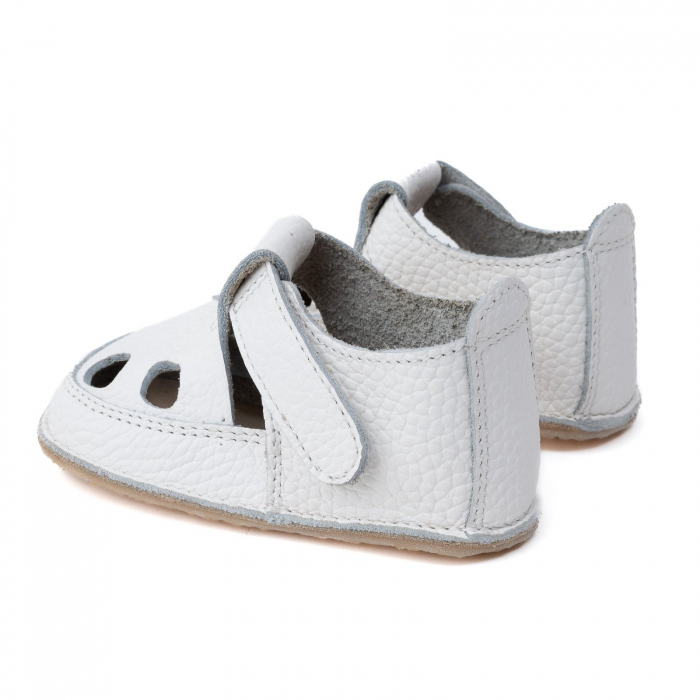 Sandale Barefoot Copii, primi pasi, piele naturala, talpa flexibila de cauciuc, Melvelo - White [3]