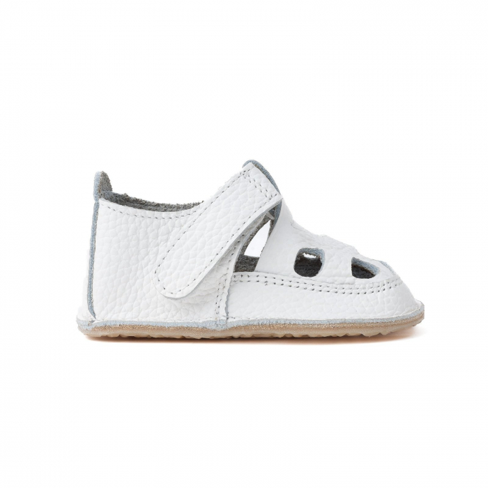 Sandale Barefoot Copii, primi pasi, piele naturala, talpa flexibila de cauciuc, Melvelo - White [4]