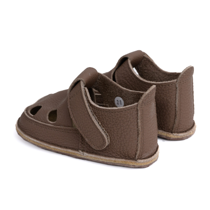 Sandale Barefoot Copii, primii pasi, piele naturala, talpa flexibila de cauciuc, Melvelo - Brown [3]