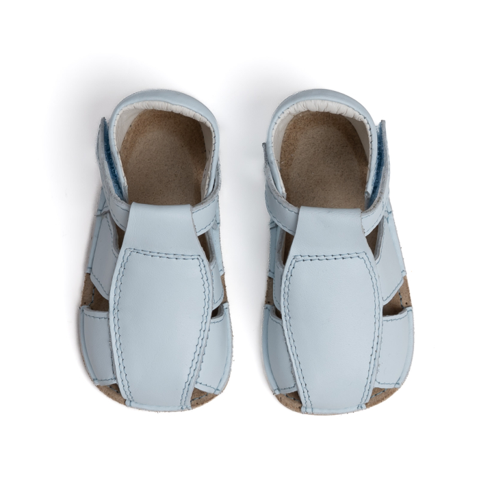 Sandale Barefoot Copii, primii pasi, piele naturala, talpa flexibila de cauciuc, Melvelo, Roman - Baby Blue [2]