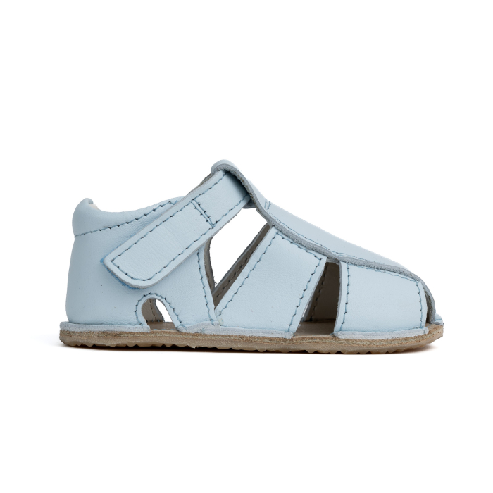 Sandale Barefoot Copii, primii pasi, piele naturala, talpa flexibila de cauciuc, Melvelo, Roman - Baby Blue [4]