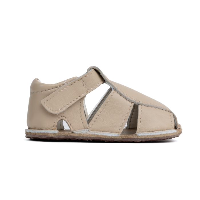 Sandale Barefoot Copii, primii pasi, piele naturala, talpa flexibila de cauciuc, Melvelo, Roman - Beige [4]