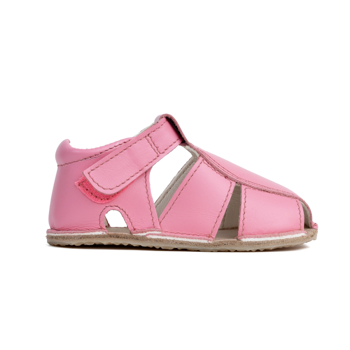 Sandale Barefoot Copii, primii pasi, piele naturala, talpa flexibila de cauciuc, Melvelo, Roman - Pink [4]