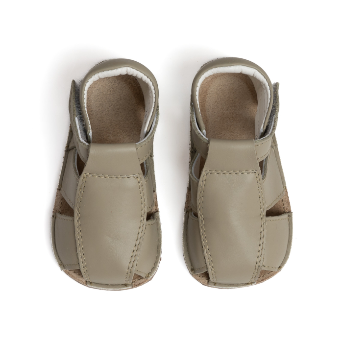 Papucei Barefoot Copii, primii pasi, piele naturala, talpa flexibila de cauciuc, Melvelo - Stone Grey / Navy / Raton [2]