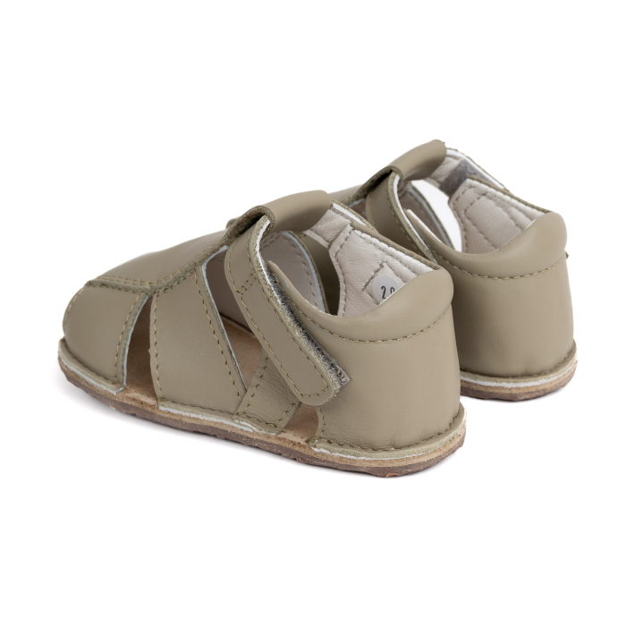 Papucei Barefoot Copii, primii pasi, piele naturala, talpa flexibila de cauciuc, Melvelo - Stone Grey / Navy / Raton [3]