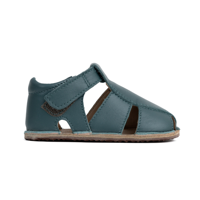 Papucei Barefoot Copii, primii pasi, piele naturala, talpa flexibila de cauciuc, Melvelo - Ivory / Dark Oak / Hipo [4]