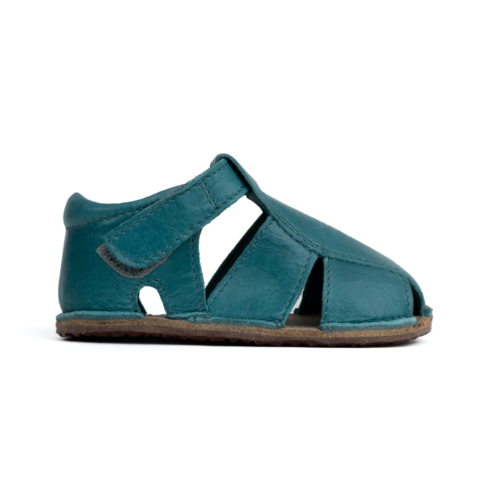 Papucei Barefoot Copii, primii pasi, piele naturala, talpa flexibila de cauciuc, Melvelo - Sage / Football [4]