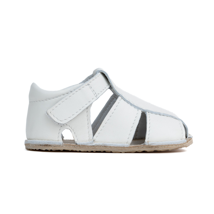 Sandale Barefoot Copii, primii pasi, piele naturala, talpa flexibila de cauciuc, Melvelo, Roman - White [4]