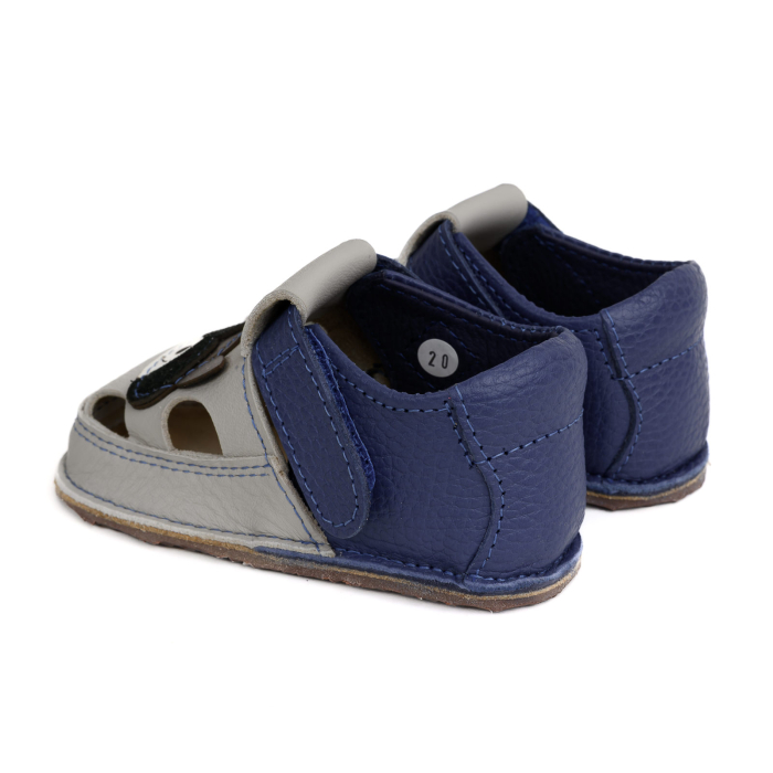Sandale Barefoot Copii, primii pasi, piele naturala, talpa flexibila de cauciuc, Melvelo - Stone Grey / Raton [3]