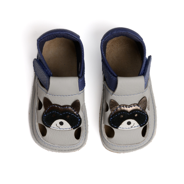 Sandale Barefoot Copii, primii pasi, piele naturala, talpa flexibila de cauciuc, Melvelo - Stone Grey / Raton [2]